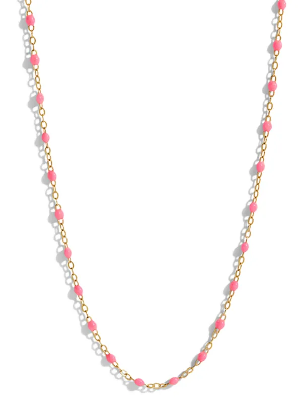 Classic Gigi Pink Resin Yellow Gold Necklace sold by YLANG23