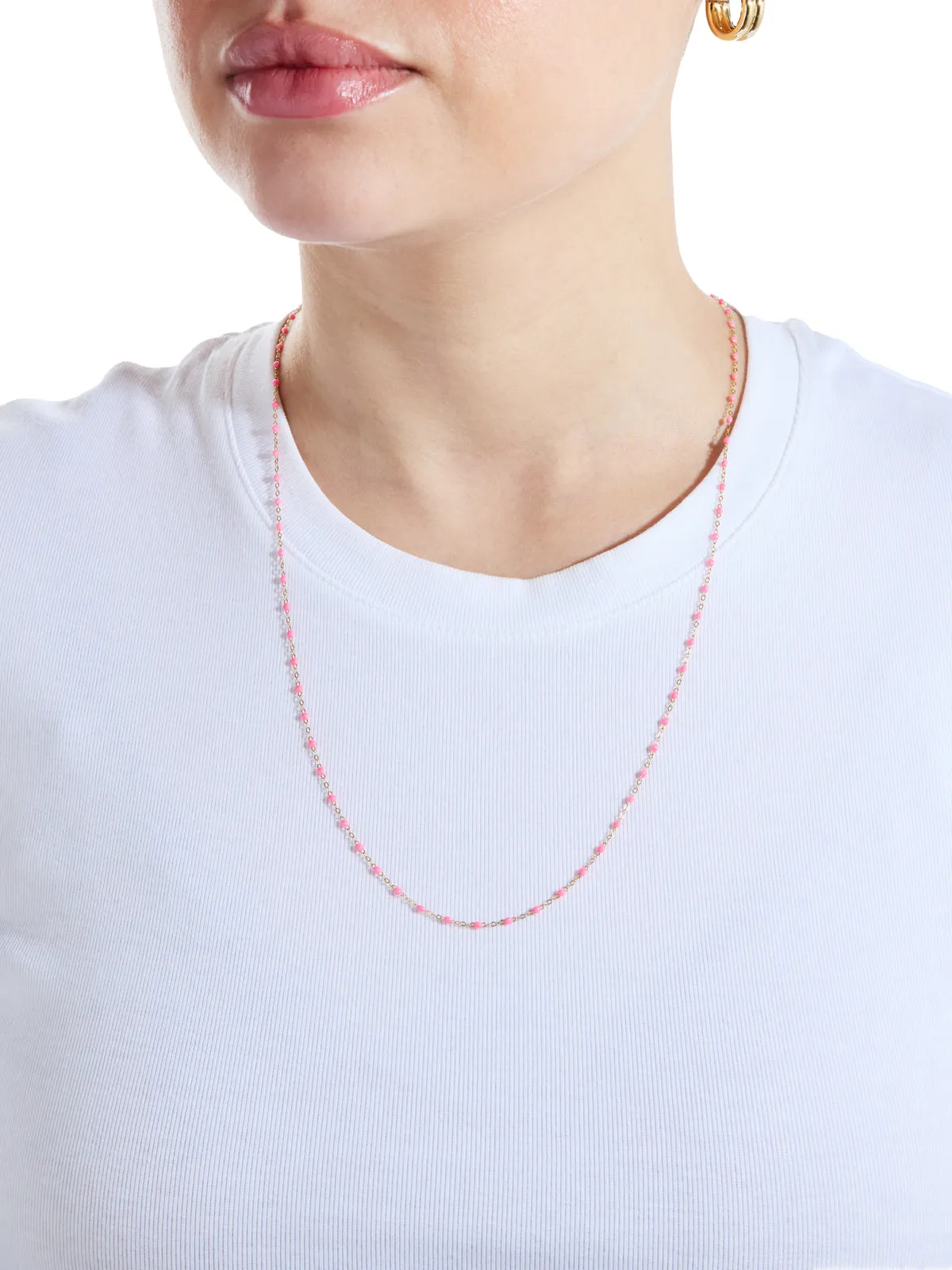 Classic Gigi Pink Resin Yellow Gold Necklace sold by YLANG23 product image thumbnail 2