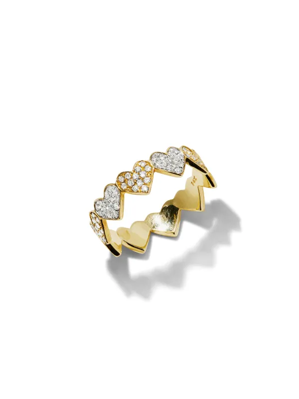 Yellow and White Gold Small Double Heart Eternity Ring sold by YLANG23