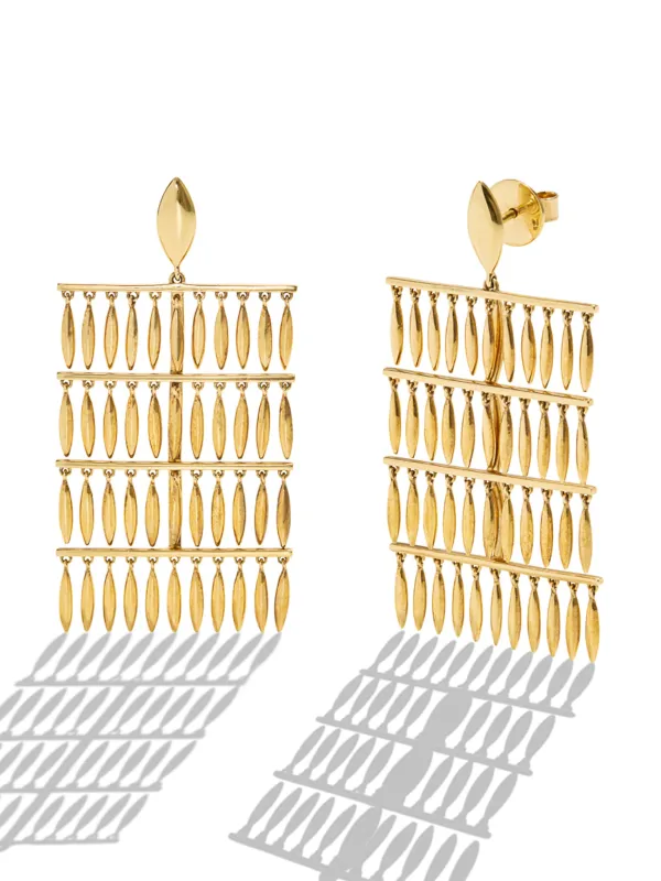 Grass Raining Yellow Gold Drop Earrings sold by YLANG23