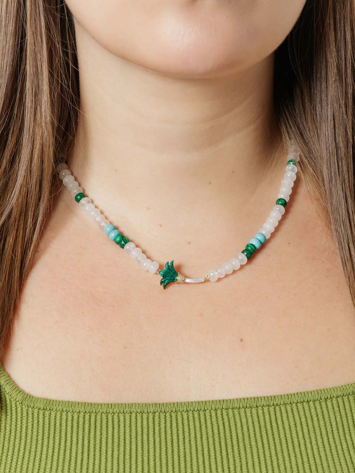 Mother of Pearl & Malachite Beaded Psychadeliah Necklace sold by YLANG23 product image thumbnail 2
