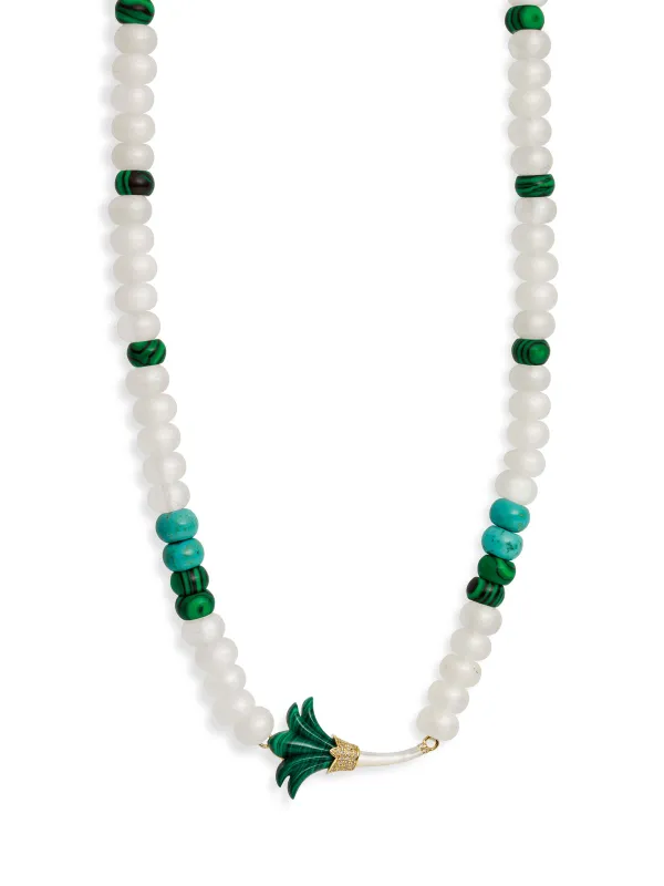 Mother of Pearl & Malachite Beaded Psychadeliah Necklace sold by YLANG23