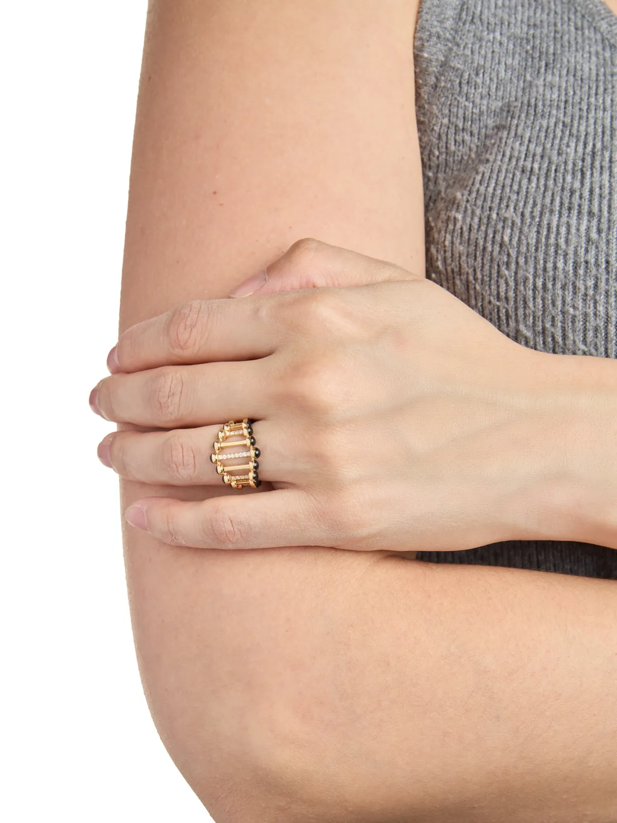 Little Twiggy Diamond & Black Enamel Yellow Gold Ring sold by YLANG23 product image thumbnail 2