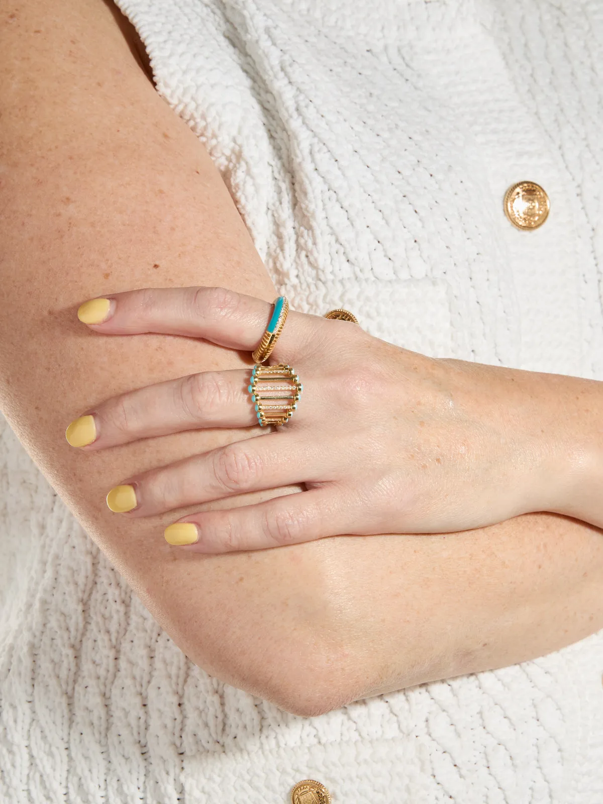 The Twiggy Diamond & Turquoise Enamel Yellow Gold Ring sold by YLANG23 product image thumbnail 2