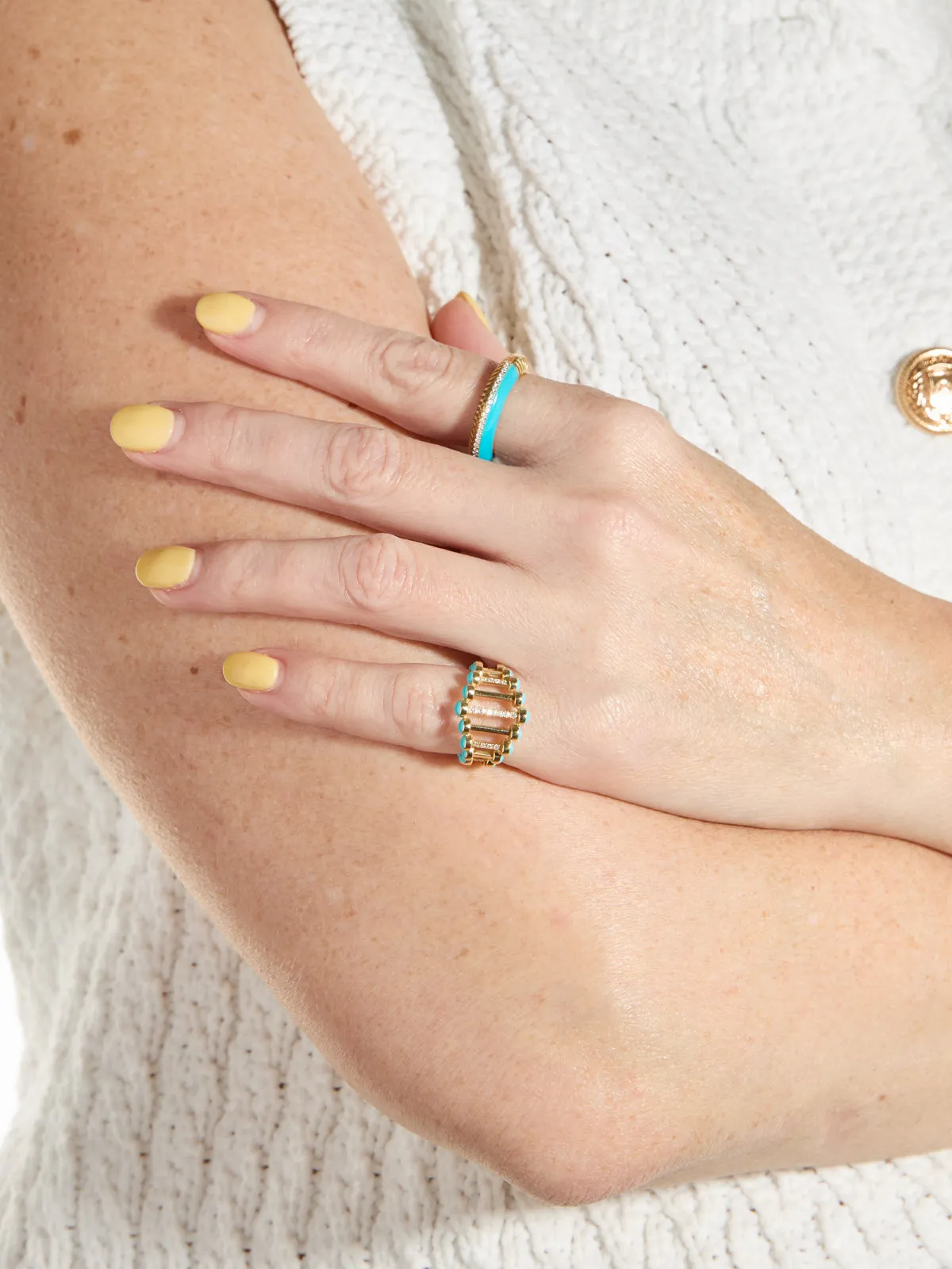 The Little Twiggy Diamond & Turquoise Enamel Yellow Gold Ring sold by YLANG23 product image thumbnail 2
