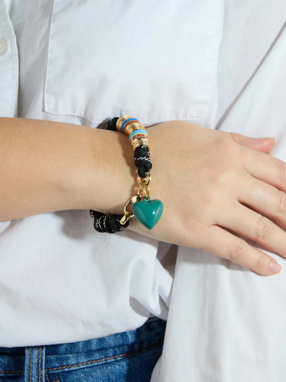 The Black Super Size Cord Heart Charm Bracelet sold by YLANG23 product image thumbnail 2