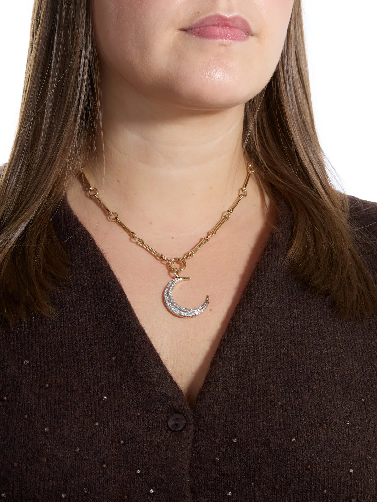 Modern Finish Crescent Moon Yellow Gold Pendant sold by YLANG23 product image thumbnail 2