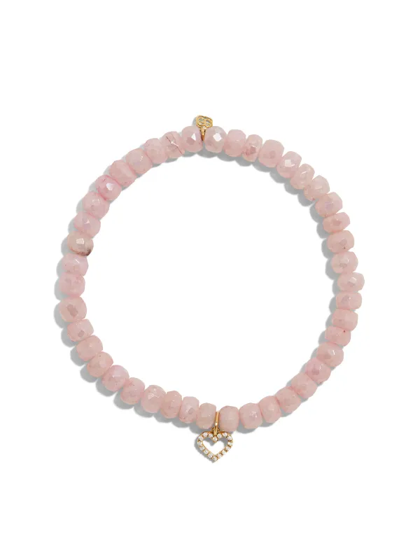 Open Diamond Heart On Mystic Pink Grapolite Beaded Bracelet sold by YLANG23
