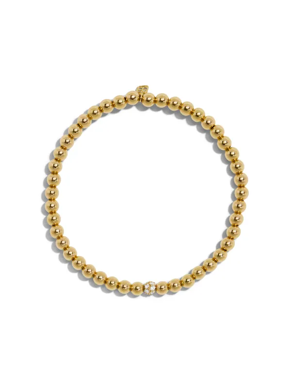 Pave Ball on Yellow Gold Beaded Bracelet sold by YLANG23