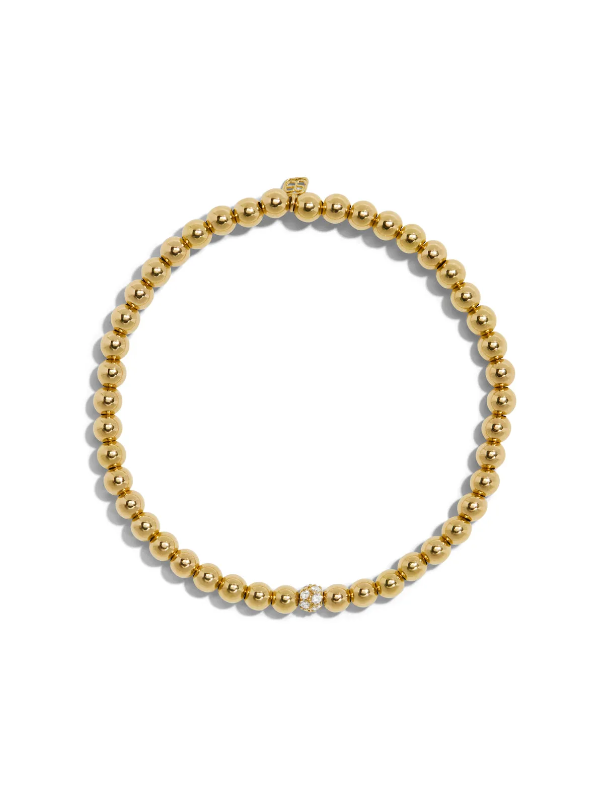 Pave Ball on Yellow Gold Beaded Bracelet sold by YLANG23