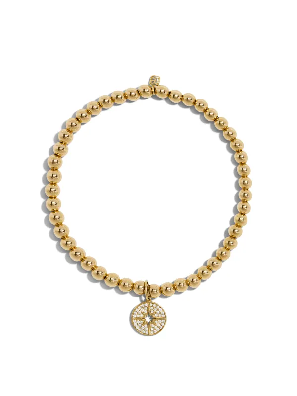 Pave Starburst on Yellow Gold Beaded Bracelet sold by YLANG23