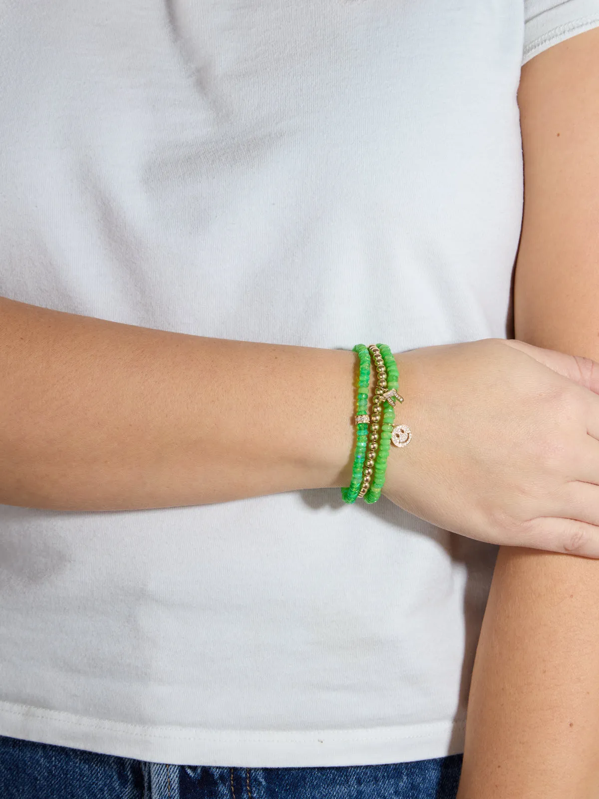 Scallop Rondelle on Green African Opal Beaded Bracelet sold by YLANG23 product image thumbnail 2