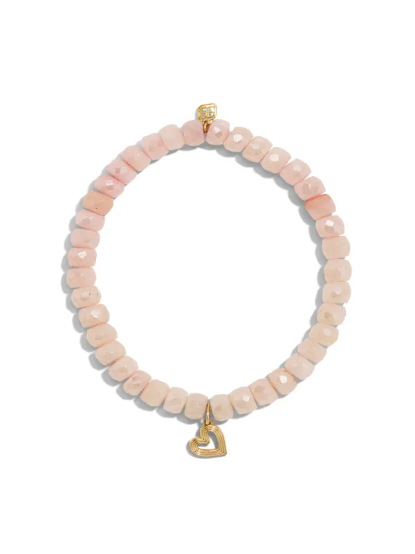 Fluted Heart On Mystic Pink Grapolite Beaded Bracelet sold by YLANG23