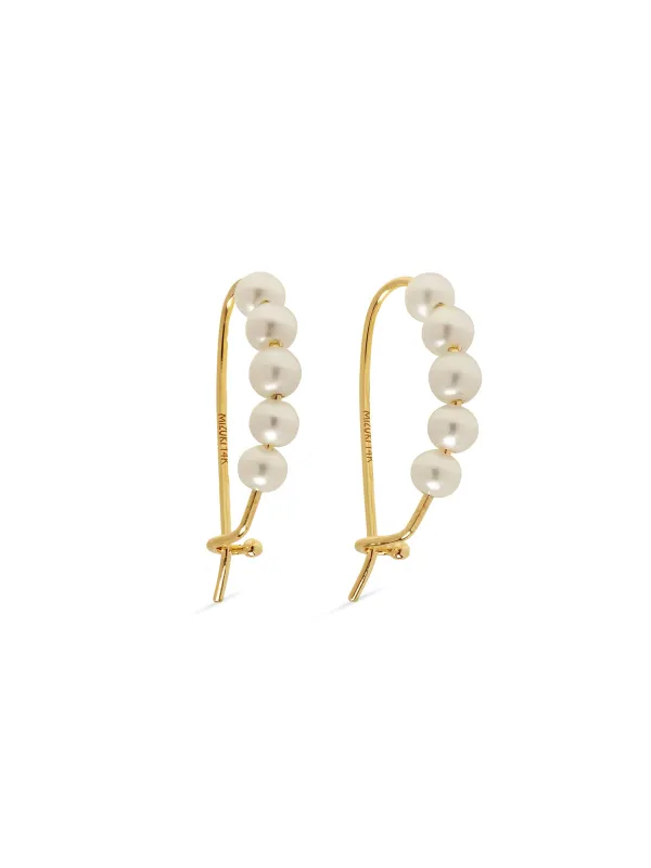 3mm Akoya Pearl Safety Pin Yellow Gold Earrings sold by YLANG23