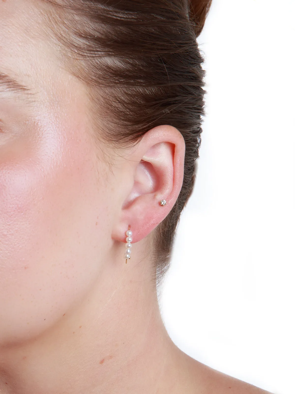 3mm Akoya Pearl Safety Pin Yellow Gold Earrings sold by YLANG23 product image thumbnail 2