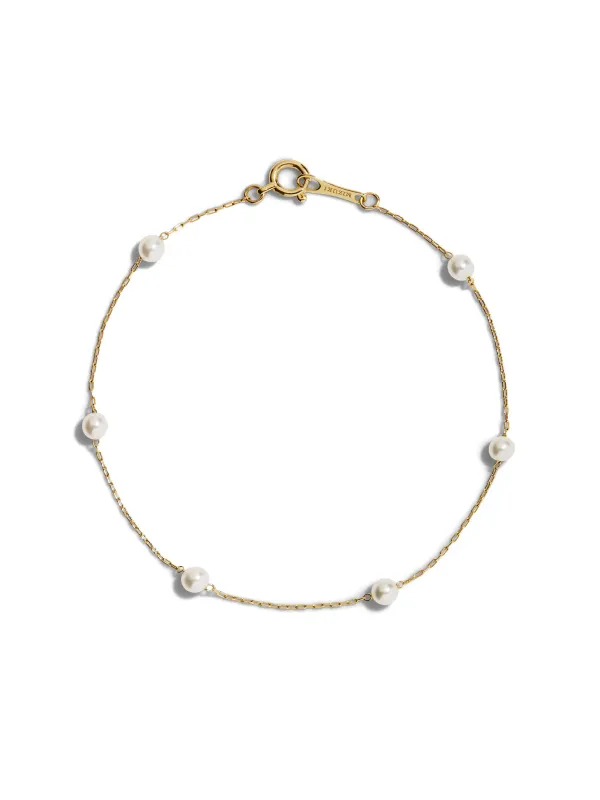 6 Pearl Chain Yellow Gold Bracelet sold by YLANG23