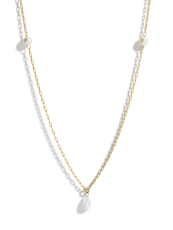 Diamond and Akoya Pearls Yellow Gold Necklace sold by YLANG23