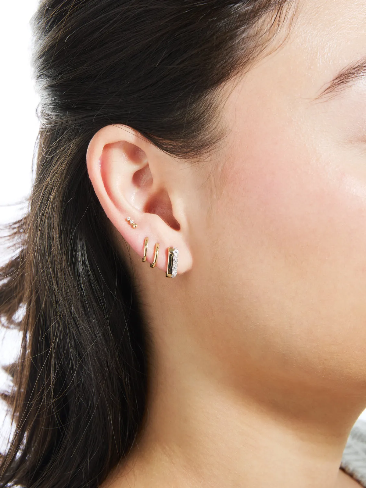 Diamond Bar Yellow Gold Huggie Hoop Earrings sold by YLANG23 product image thumbnail 2