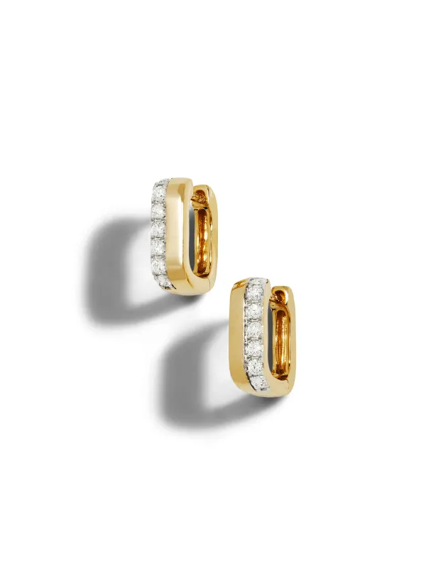 Diamond Bar Yellow Gold Huggie Hoop Earrings made by YLANG23