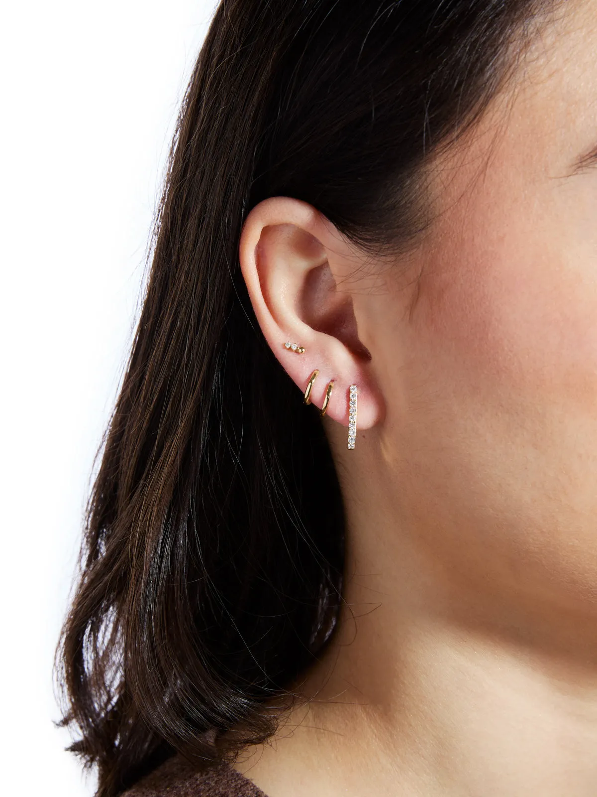 Diamond Small Paperclip Yellow Gold Hoop Earrings sold by YLANG23 product image thumbnail 2