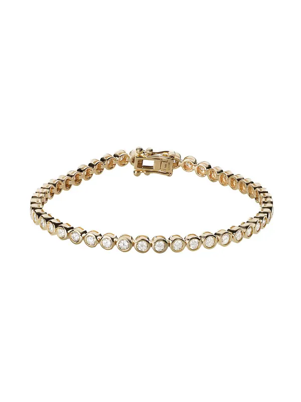 Diamond Bezel Yellow Gold Tennis Bracelet sold by YLANG23