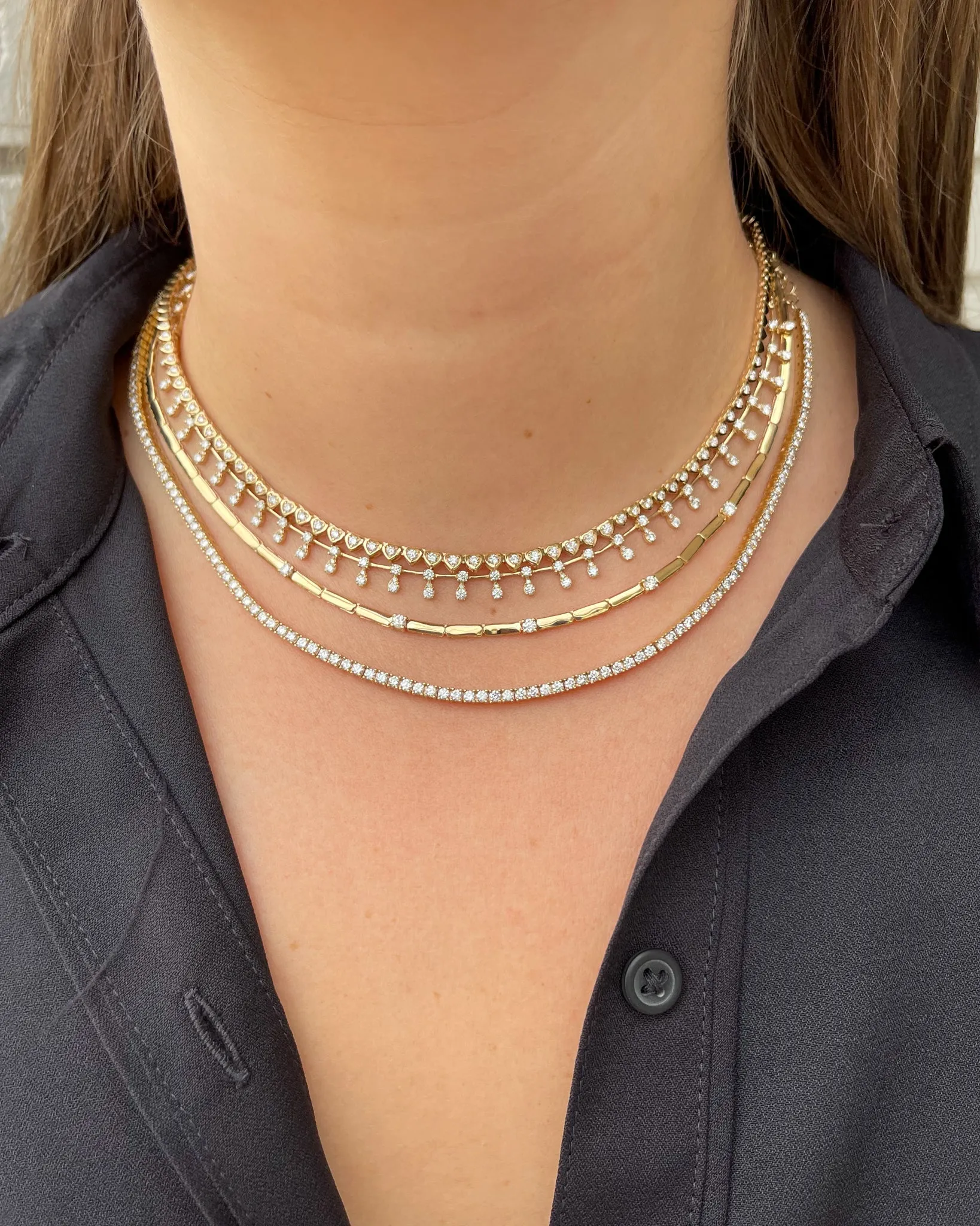 Diamond Heart Yellow Gold Tennis Necklace sold by YLANG23 product image thumbnail 2