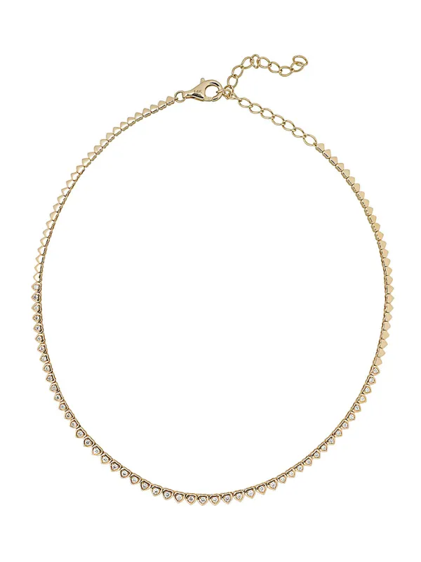 Diamond Heart Yellow Gold Tennis Necklace made by YLANG23