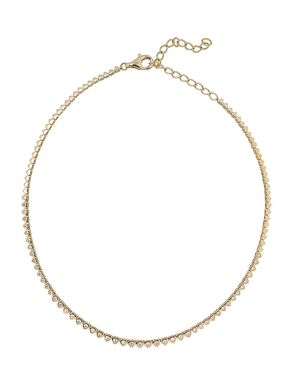 Diamond Heart Yellow Gold Tennis Necklace sold by YLANG23