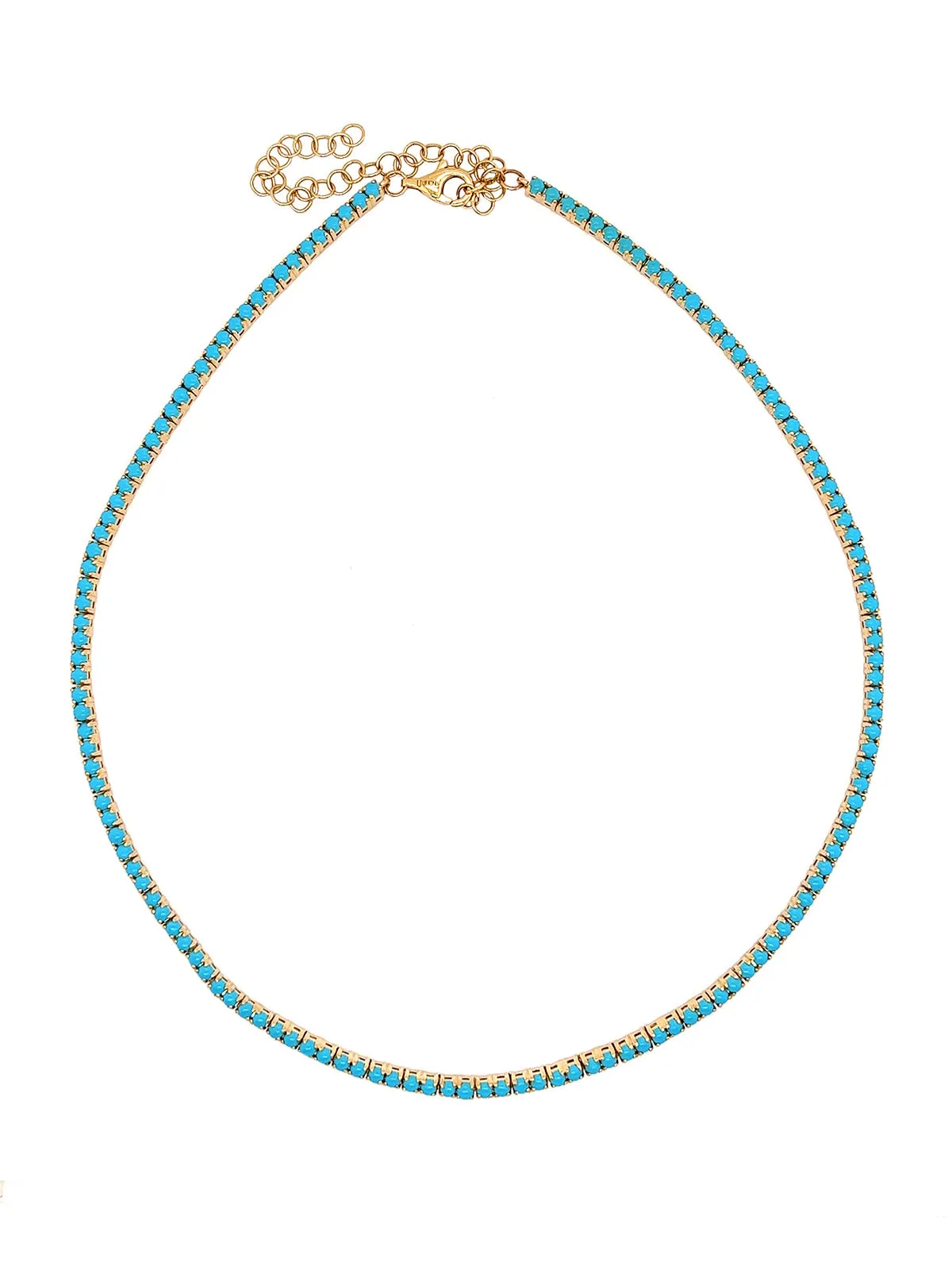 Yellow Gold Turquoise Tennis Necklace sold by YLANG23