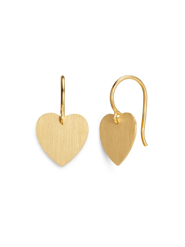 Small Love Tiny Heart Yellow Gold Drop Earrings sold by YLANG23