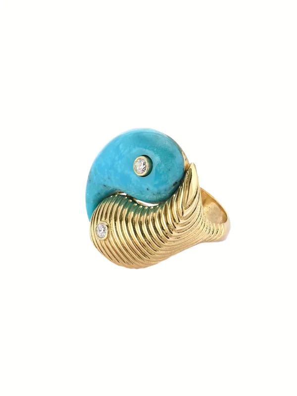 Turquoise Yin Yang Yellow Gold Ring sold by YLANG23