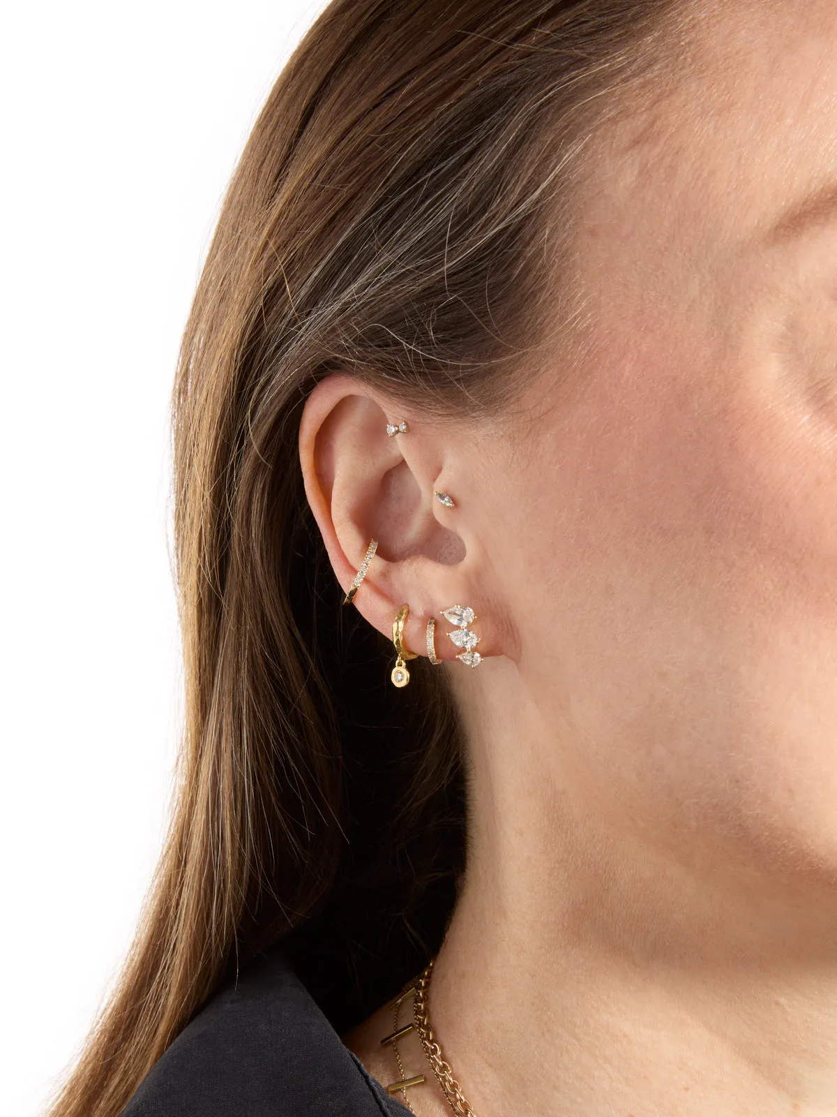 Pear Diamond J Hoop Yellow Gold Earrings sold by YLANG23 product image thumbnail 2