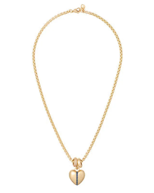 The Sapphire Stripe Mini Heart Necklace sold by YLANG23