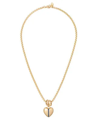 The Sapphire Stripe Mini Heart Necklace sold by YLANG23