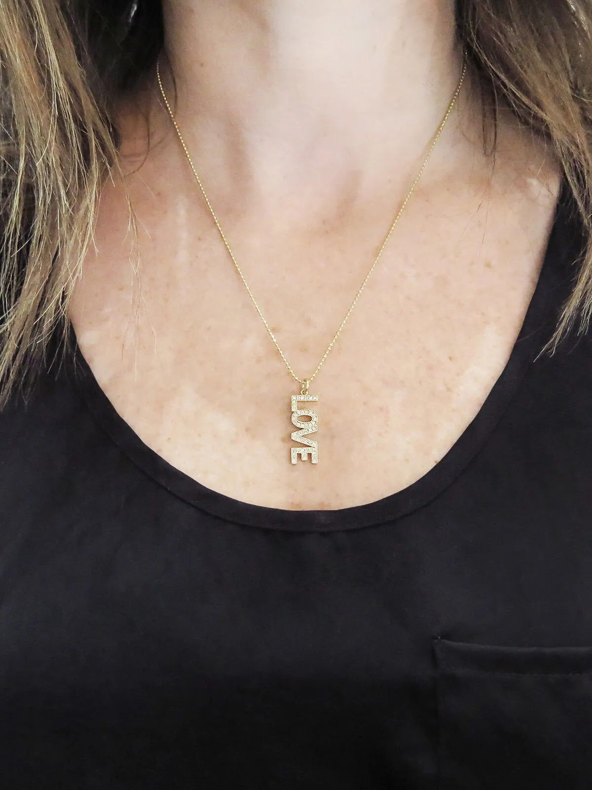 Diamond Uppercase Love Drop Necklace sold by YLANG23 product image thumbnail 2