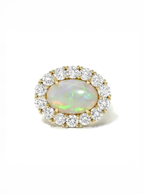 Australian Opal and Diamond Heirloom Yellow Gold Ring made by YLANG23