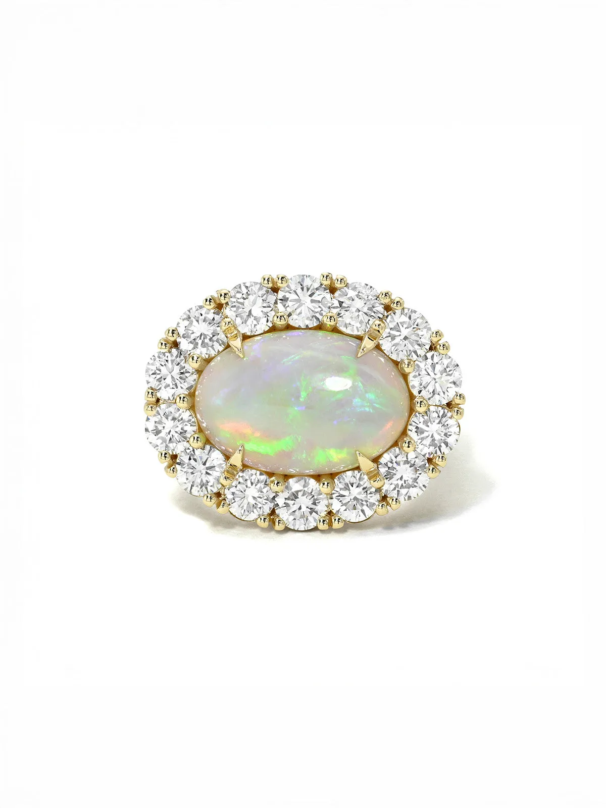Australian Opal and Diamond Heirloom Yellow Gold Ring sold by YLANG23