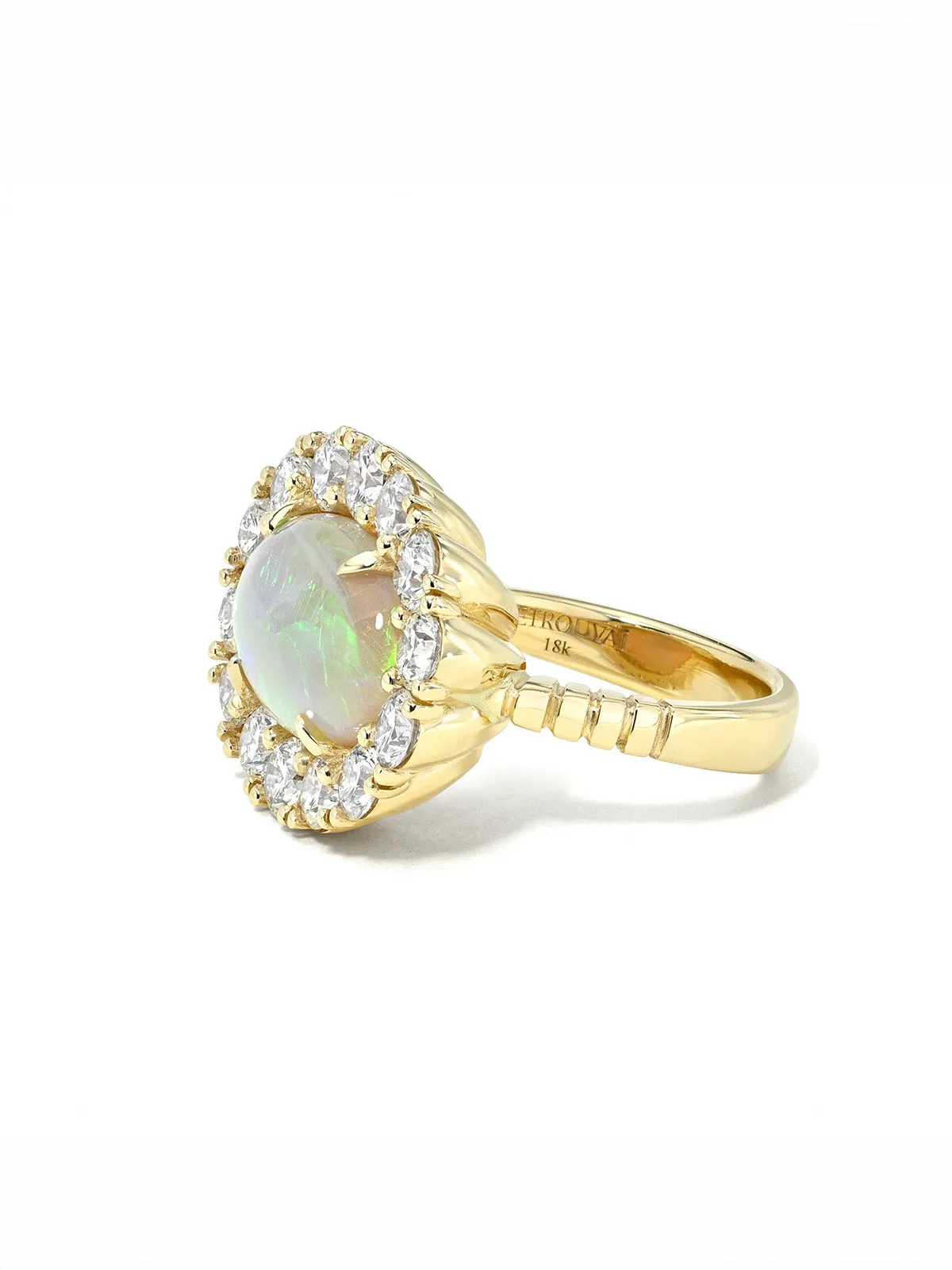 Australian Opal and Diamond Heirloom Yellow Gold Ring sold by YLANG23 product image thumbnail 2