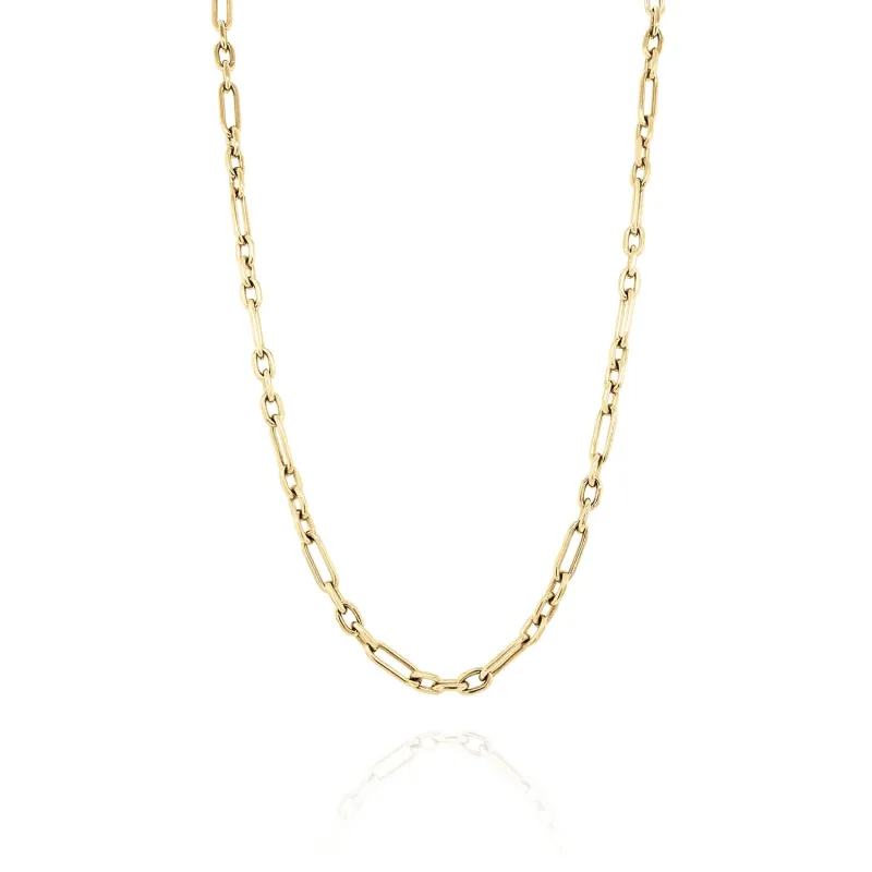 Small Mixed Link Yellow Gold Necklace sold by YLANG23