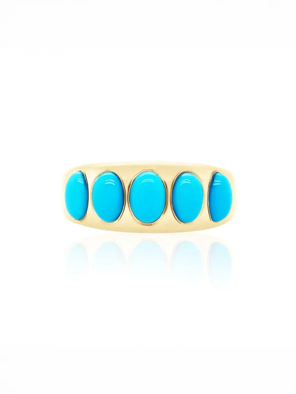 Turquoise Oval Yellow Gold Nomad Ring sold by YLANG23