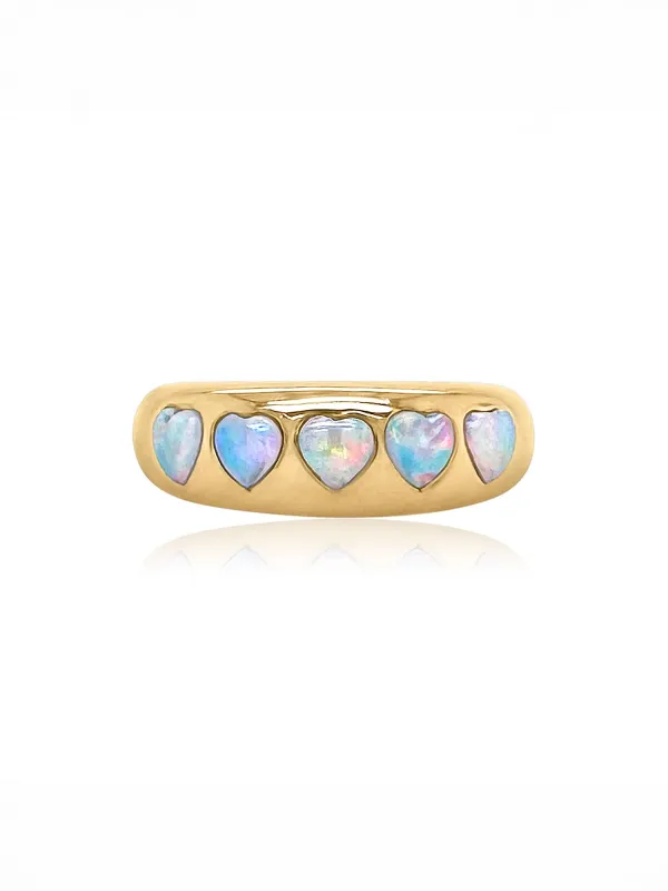 Opal Heart Yellow Gold Ring made by YLANG23