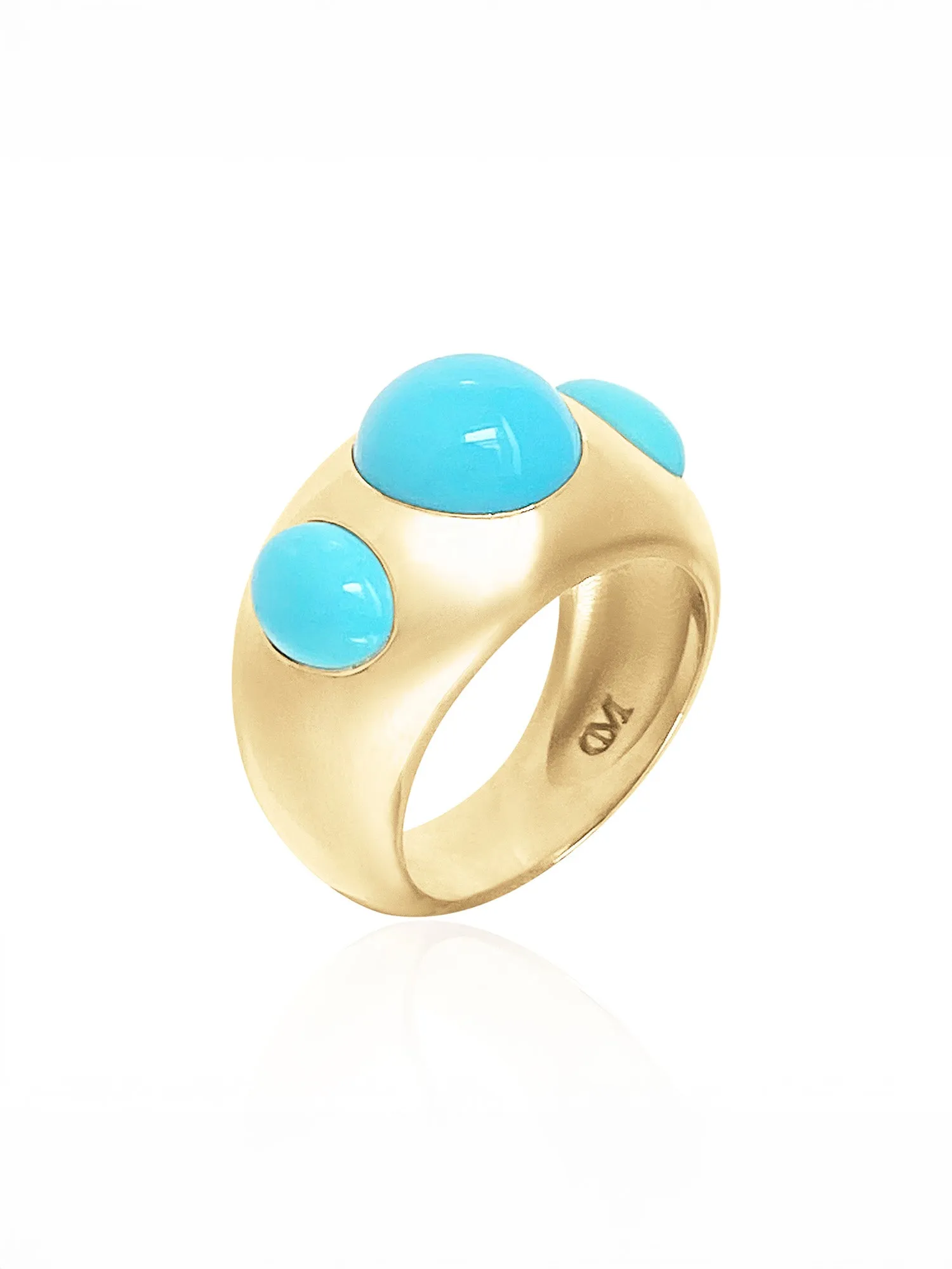 Round & Oval Turquoise Chunky Yellow Gold Ring sold by YLANG23 product image thumbnail 2