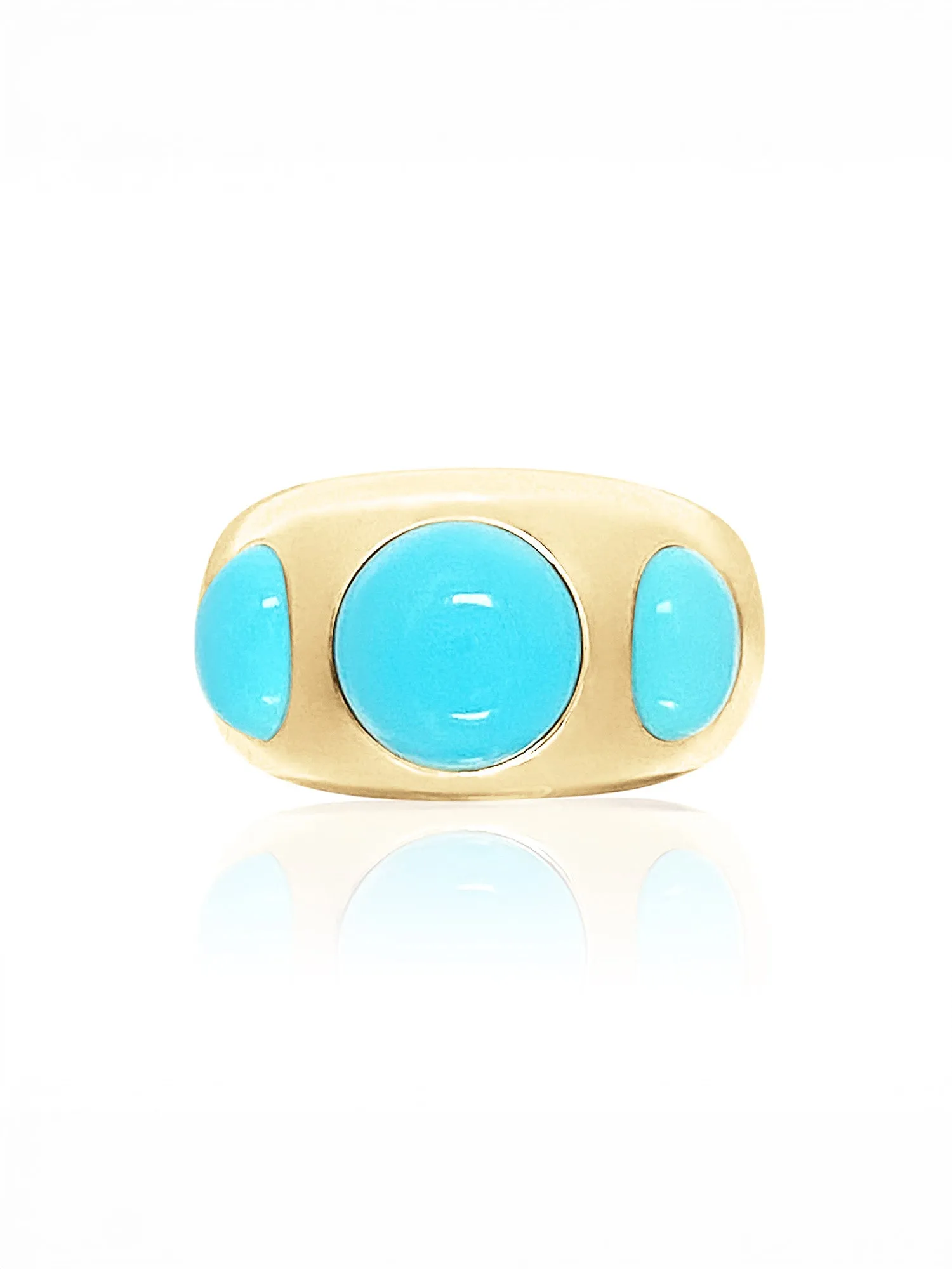 Round & Oval Turquoise Chunky Yellow Gold Ring sold by YLANG23