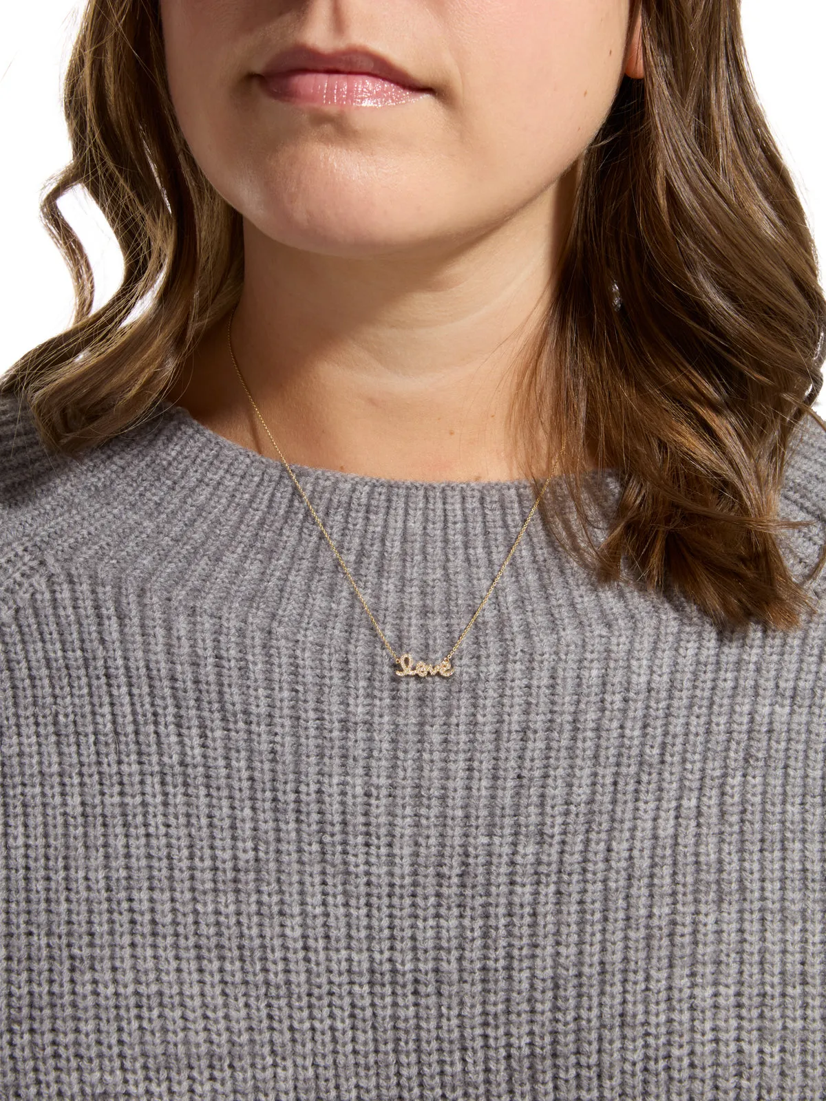 Small Diamond Script Love Yellow Gold Necklace sold by YLANG23 product image thumbnail 2