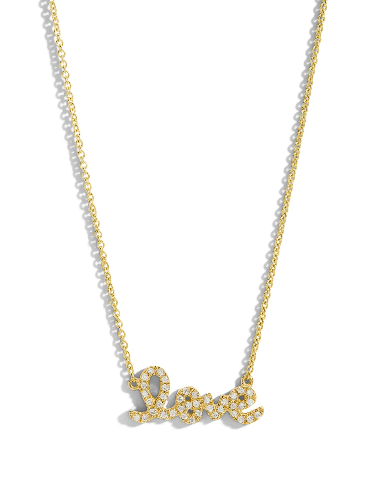 Small Diamond Script Love Yellow Gold Necklace sold by YLANG23