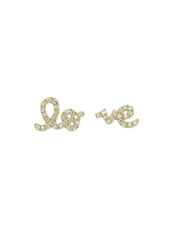 Diamond Split Love Yellow Gold Stud Earrings made by Sydney Evan