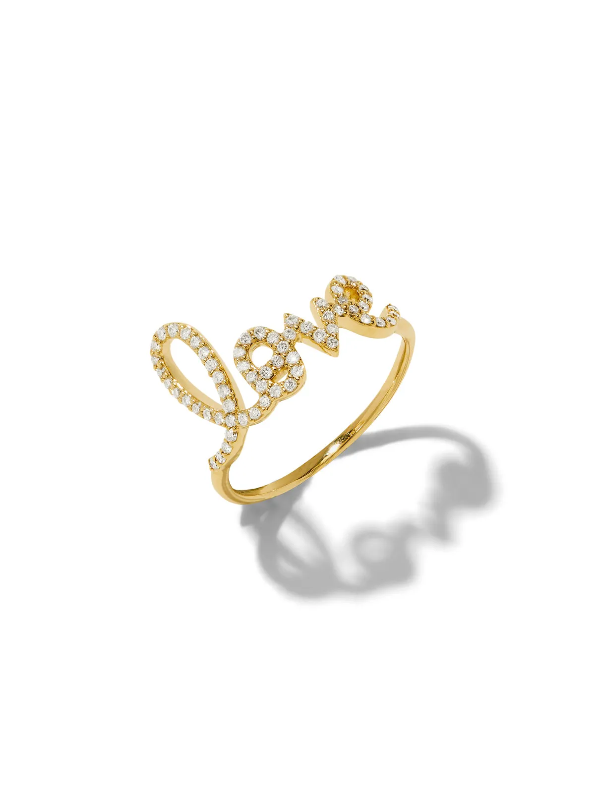 Large Diamond Script Yellow Gold Ring sold by YLANG23