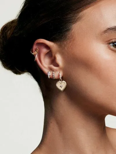 Diamond Cocktail Yellow Gold Huggie Hoop Earrings sold by YLANG23 product image thumbnail 2