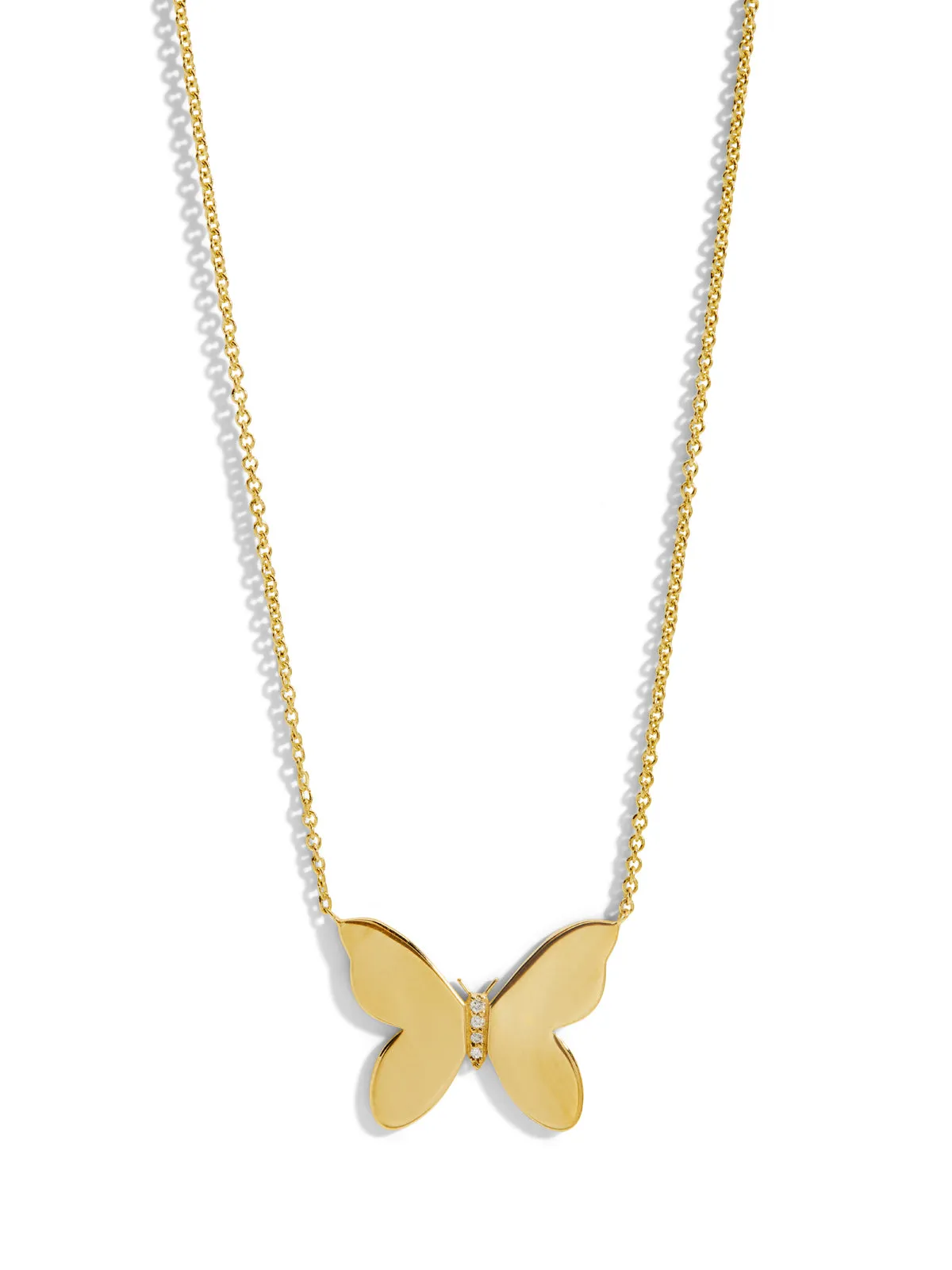 Pavé Center Butterfly Yellow Gold Necklace sold by YLANG23