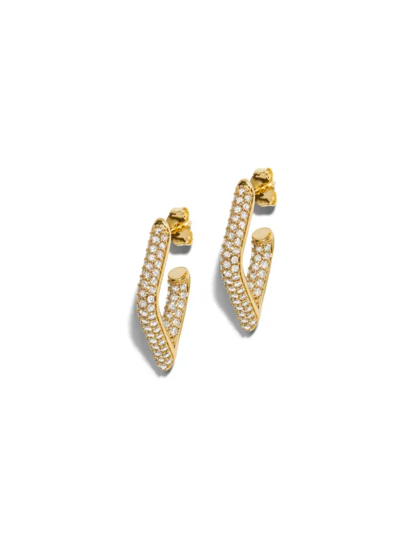 Medium Pave Marquise Eye Yellow Gold Hoops sold by YLANG23